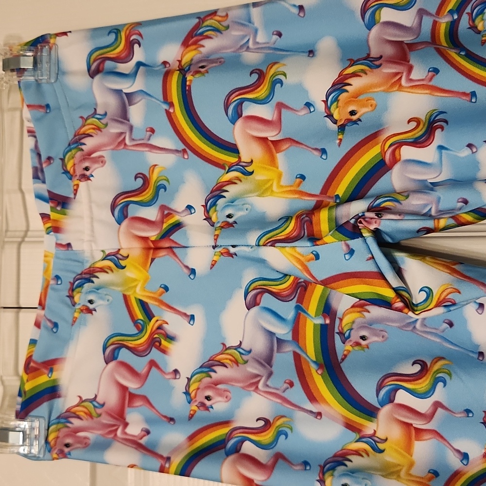 Colorful Unicorn Print Lisa Frank Style Rage On Leggings Size S